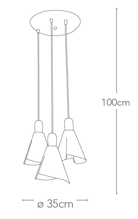 Lampadario 3 Sospensioni Coni Legno Vetro Bianco Classico E14 Ambiente I-BREST/S3-2