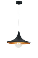 Sospensione Conica Metallo Nero Rame Lampadario Rustico Vintage E27 Ambiente I-BROADWAY-S1-1