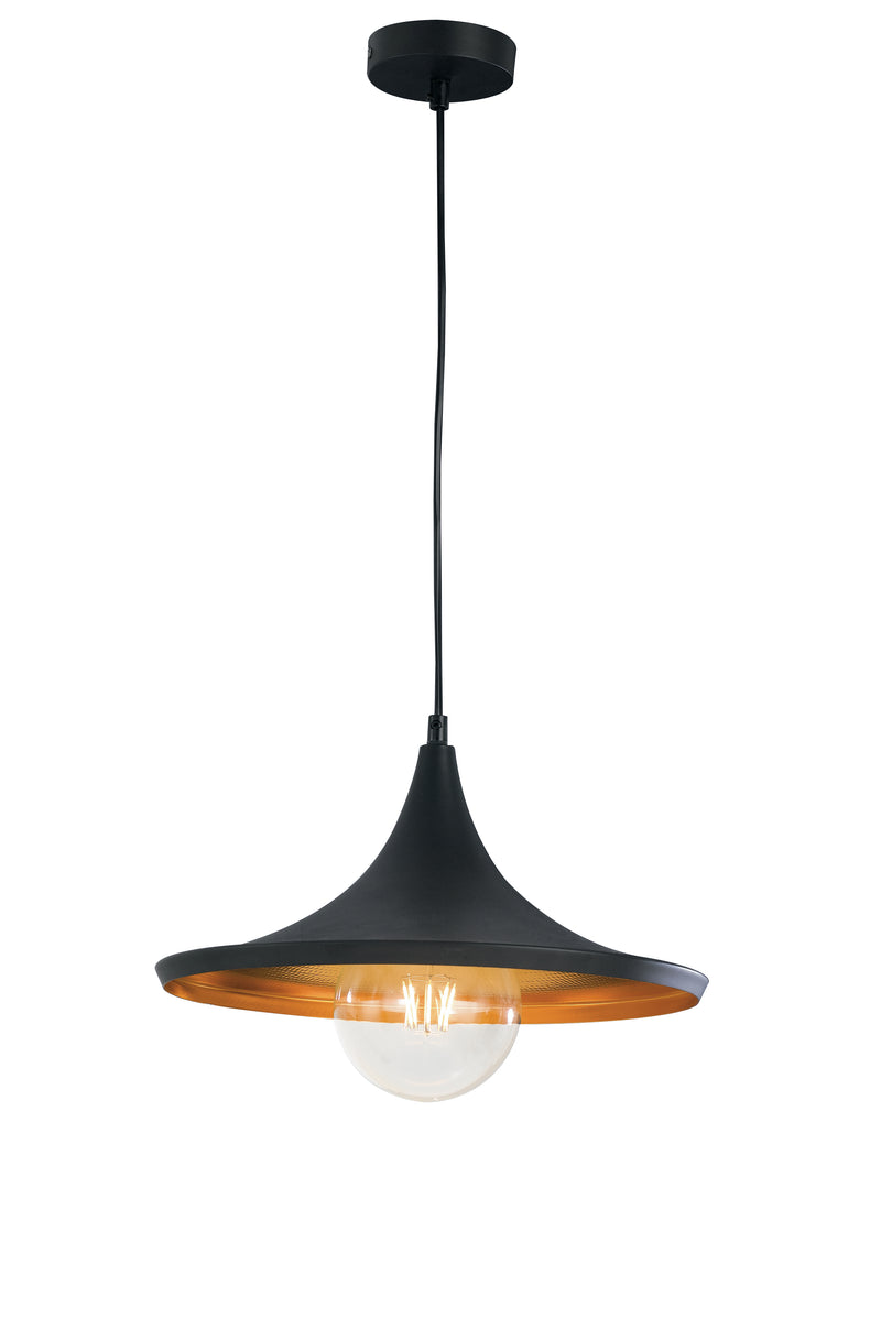 Sospensione Conica Metallo Nero Rame Lampadario Rustico Vintage E27 Ambiente I-BROADWAY-S1-1