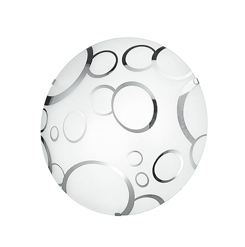 Plafoniera Tonda Vetro Bianco Bolle Cromo Soffitto Parete Moderna E27 Ambiente I-BUBBLE/PL40-1