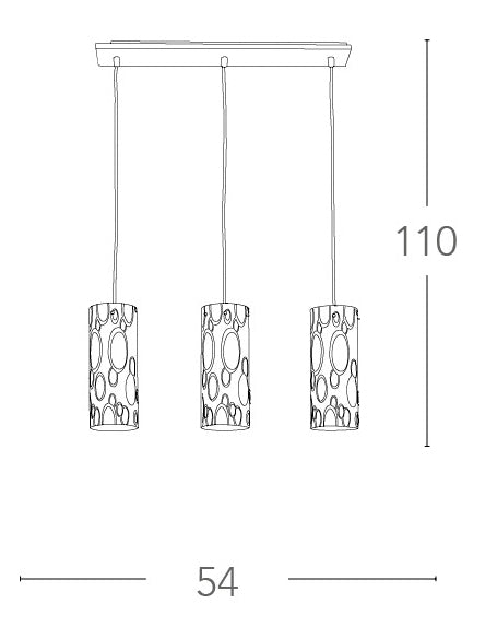 Sospensione 3 Luci Cilindriche Vetro Bianco Bolle Cromate Interno Moderno E27 Ambiente I-BUBBLE/S3-2