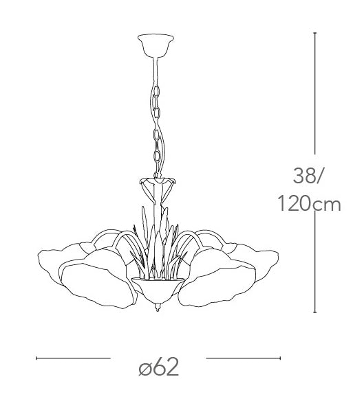 Lampadario Metallo paralume Vetro Floreale Sospensione Classica E27 Ambiente I-BYRON/5-2