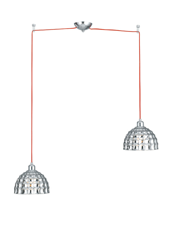 Kronleuchter mit 2 Aufhängungen Rotes Kabel Verchromtes Glas Modernes Interieur E27 Umwelt I-CALLAS-S2 prezzo