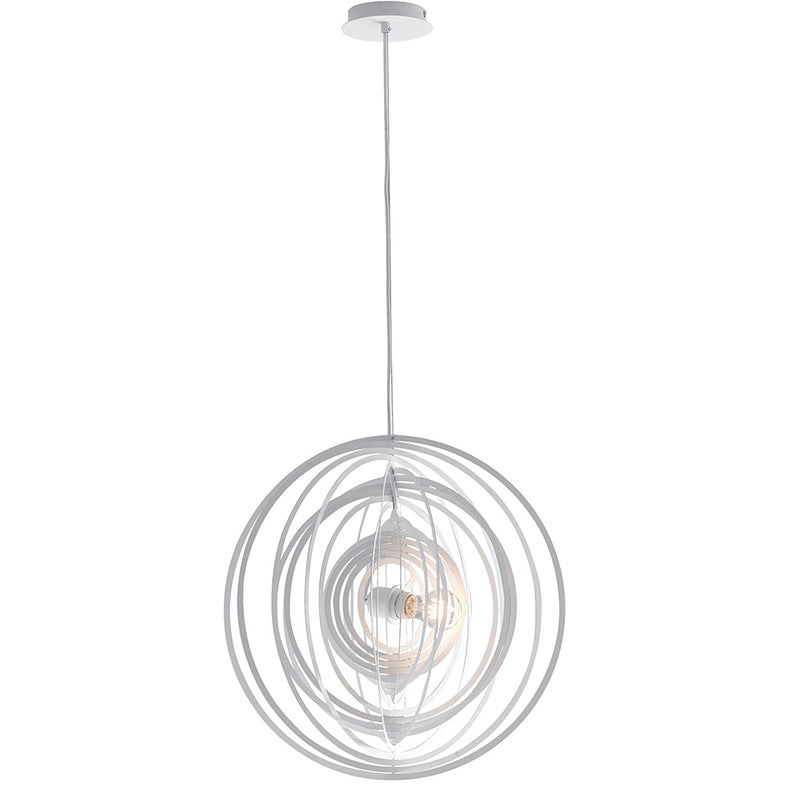 Lampadario Sospeso Metallo Bianco Anelli Concentrici Interno Moderno E27 Ambiente I-CLUB-S50-1