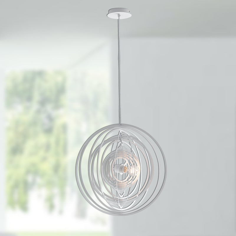 Lampadario Sospeso Metallo Bianco Anelli Concentrici Interno Moderno E27 Ambiente I-CLUB-S50-4