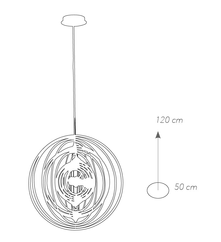 Lampadario Anelli Concentrici Metallo Cromato Sospensione Moderna E27 Ambiente I-CLUB-S50 CR-5