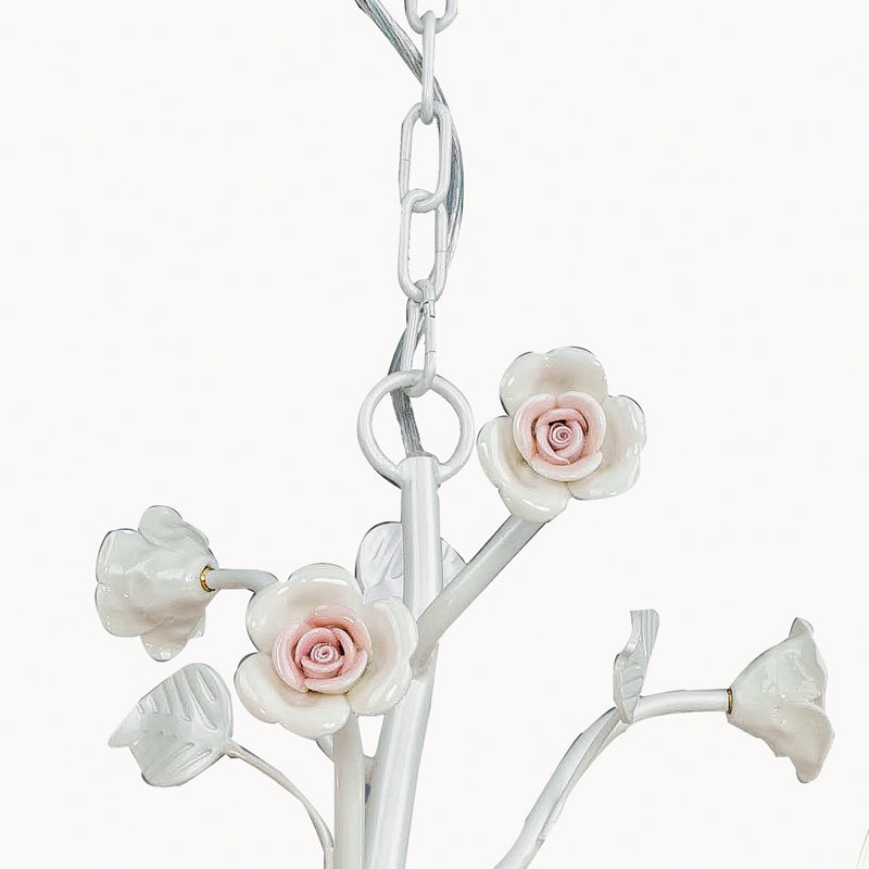 Lampadario Sospeso Bianco Metallo Rose Ceramica Classico E14 Ambiente I-CUPIDO/6-2