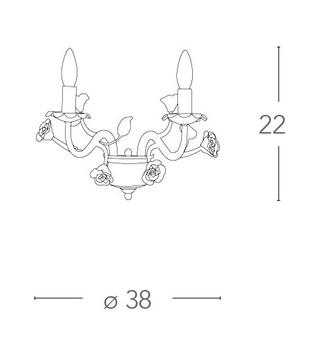 Applique Rose Ceramica Metallo Bianco Lampada Classica E14 Ambiente I-CUPIDO/AP2-3