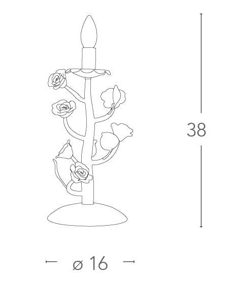 Lumetto Bianco Metallo Rose Ceramica Lampada da Tavolo Classica E14 Ambiente I-CUPIDO/L1-3