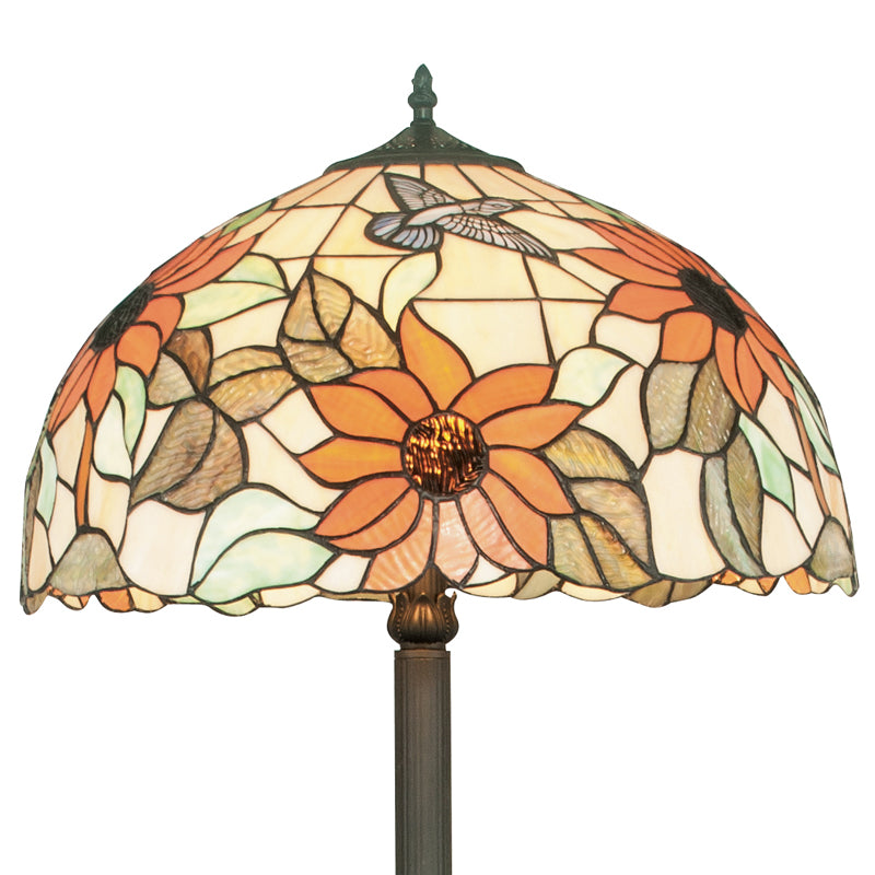 Piantana Elegante Vetro Colorato Floreale fusto Metallo Lampada da Terra Classica E27 Ambiente I-DAFNE-PT-2