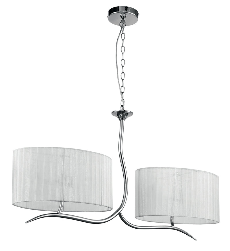 Lampadario Ramo Metallo paralumi Organza Bianca Interni Moderni E27 Ambiente I-DELUXE/2-1