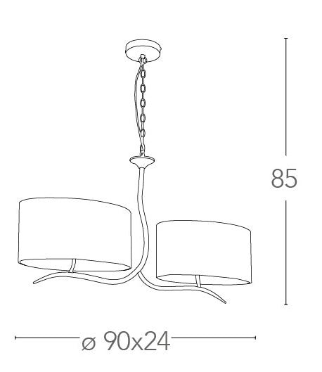 Lampadario Ramo Metallo paralumi Organza Bianca Interni Moderni E27 Ambiente I-DELUXE/2-2