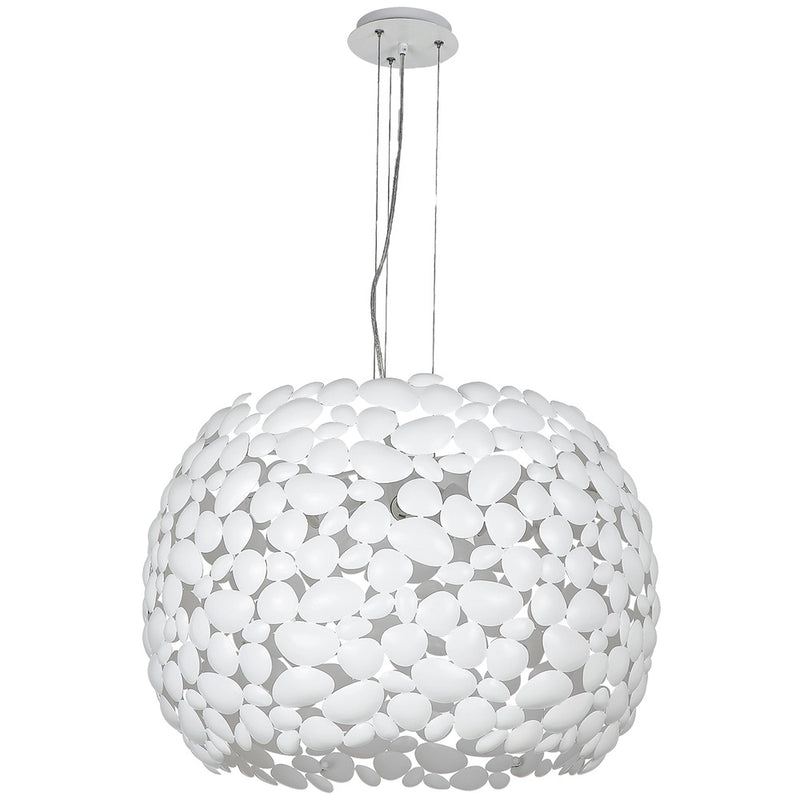 Lampadario sospeso Metallo Bianco decoro simil Sassi Moderno E27 Ambiente I-DIONISO-S65-1