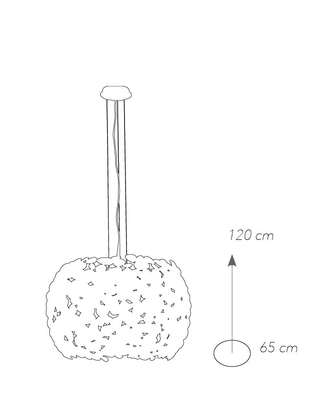 Lampadario sospeso Metallo Bianco decoro simil Sassi Moderno E27 Ambiente I-DIONISO-S65-4