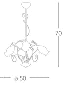 Lampadario a sospensione Cromato paralumi Vetro decoro Cristallo K9 Classico E14 Ambiente I-ELY/3-4