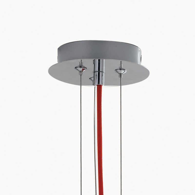 Lampadario a Sospensione Metallo Cromo Vetro Opale Cavo Rosso Moderno E27 Ambiente I-ERMES-S3-2