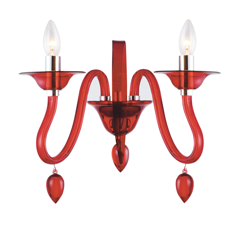 Applique Pendagli Gocce Acrilico Trasparente Rosso Lampada Moderna E14 Ambiente I-ESTEFAN-AP2 RSO-1