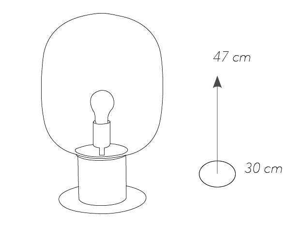 Lume Vetro Soffiato Trasparente Metallo cromato Lampada da Tavolo Moderno E27 Ambiente I-FELLINI-L30-4