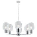 Lampadario sospeso Cromato paralumi in Vetro Soffiato Trasparente Moderno E27 Ambiente I-FELLINI-S6-1