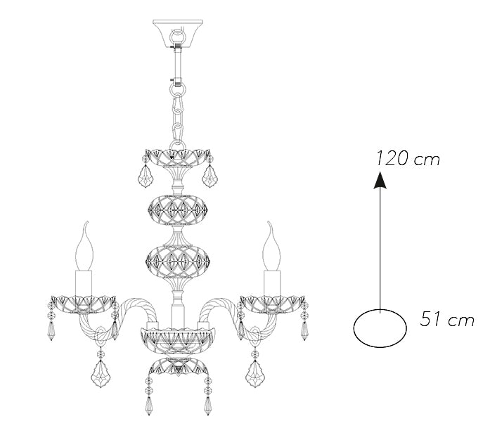 Lampadario a Sospensione Vetro Cristallo Finitura Cromata Interno Classico E14 Ambiente I-INCANTO/5-4