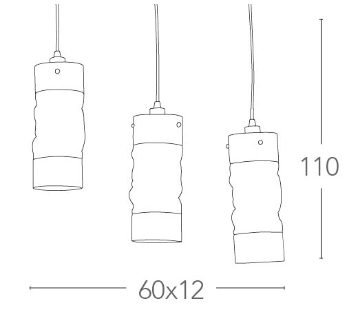 Lampadario a 3 Sospensioni Cilindriche Moderne Cristalli K9 Vetro Metallo E14 Ambiente I-JIVE/S3-4