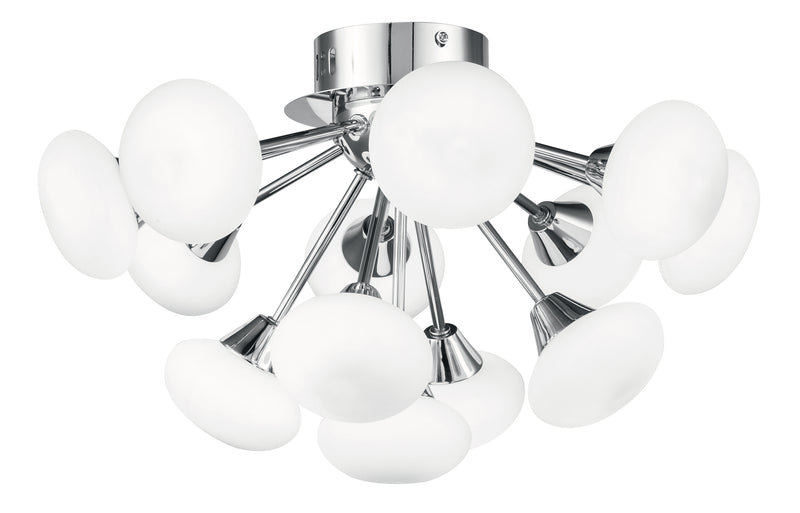 Plafoniera Metallo Cromato paralumi Sferici Vetro Opale Lampada Led 2,5 watt Luce Calda Ambiente I-JUPITER/PL13-1