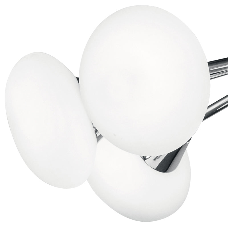 Plafoniera Metallo Cromato paralumi Sferici Vetro Opale Lampada Led 2,5 watt Luce Calda Ambiente I-JUPITER/PL13-2