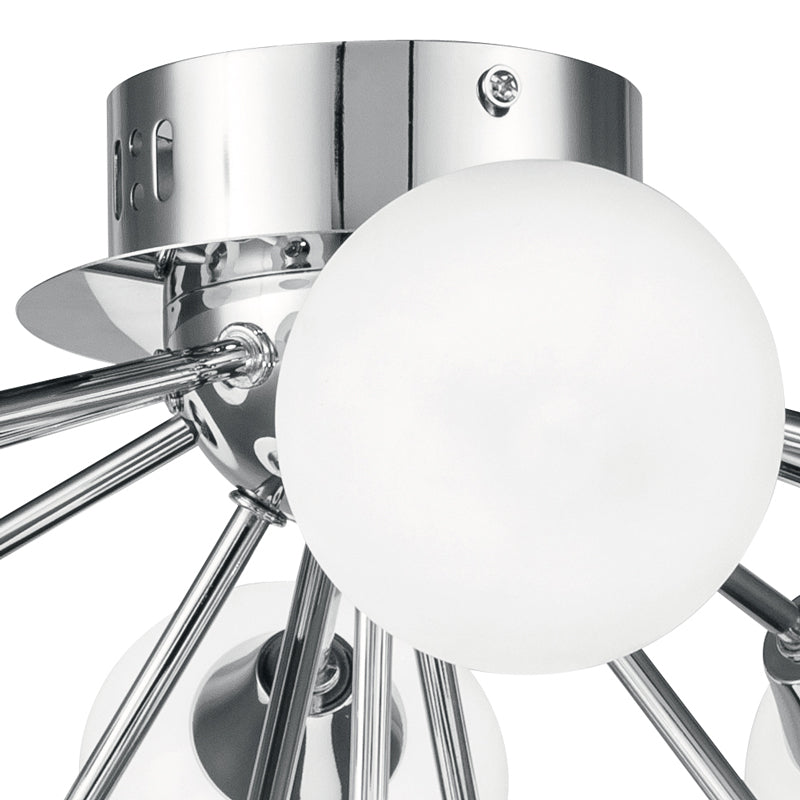 Plafoniera Metallo Cromato paralumi Sferici Vetro Opale Lampada Led 2,5 watt Luce Calda Ambiente I-JUPITER/PL13-3