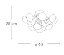 Plafoniera Metallo Cromato paralumi Sferici Vetro Opale Lampada Led 2,5 watt Luce Calda Ambiente I-JUPITER/PL13-4