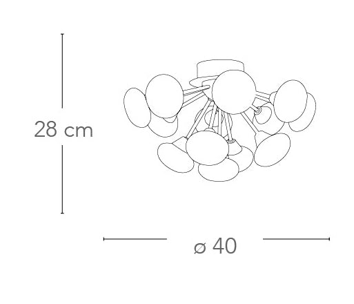 Plafoniera Metallo Cromato paralumi Sferici Vetro Opale Lampada Led 2,5 watt Luce Calda Ambiente I-JUPITER/PL13-4