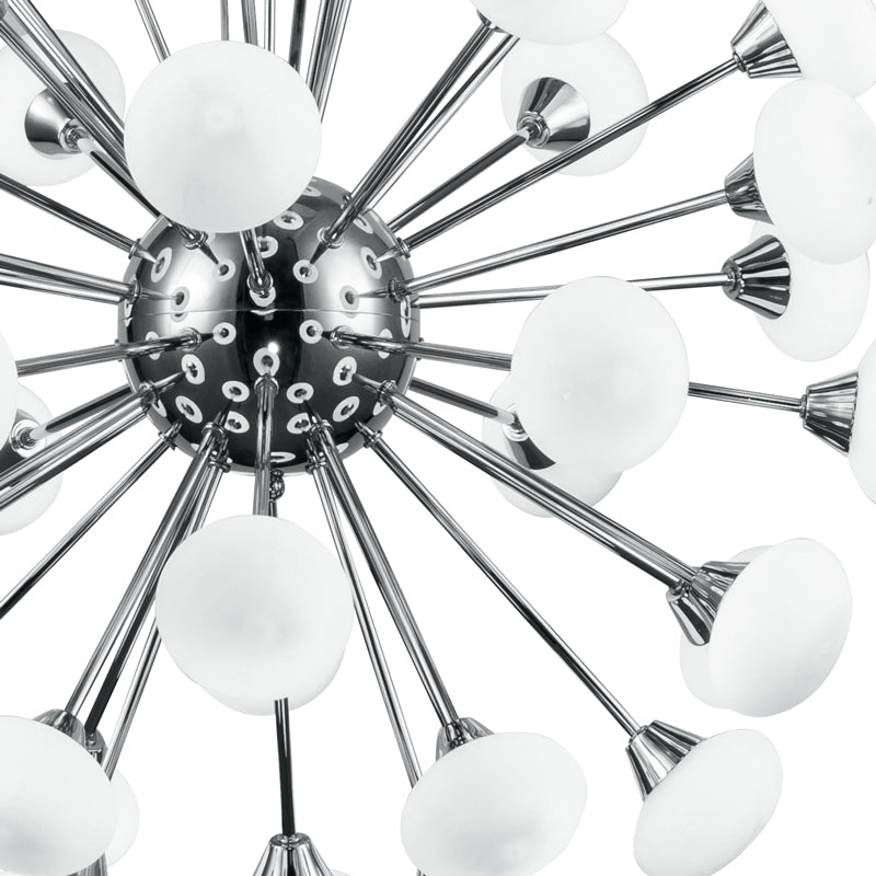 Lampadario a Sospensione paralumi Globo Vetro Opale Metallo Cromo Led 2,5 watt Luce Calda Ambiente I-JUPITER/S42-3