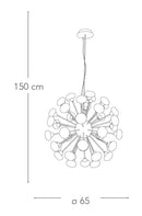 Lampadario a Sospensione paralumi Globo Vetro Opale Metallo Cromo Led 2,5 watt Luce Calda Ambiente I-JUPITER/S42-4