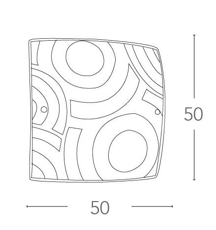 Plafoniera Vetro Graniglia Quadrata decoro Cerchi Bianchi Moderna Soffitto Parete E27 Ambiente I-MIRO/PL50-2