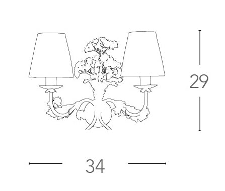 Applique Classica Metallo Bianco Fiori paralumi Tessuto Lampada da Parete E14 Ambiente I-ORTENSIA/AP2-4