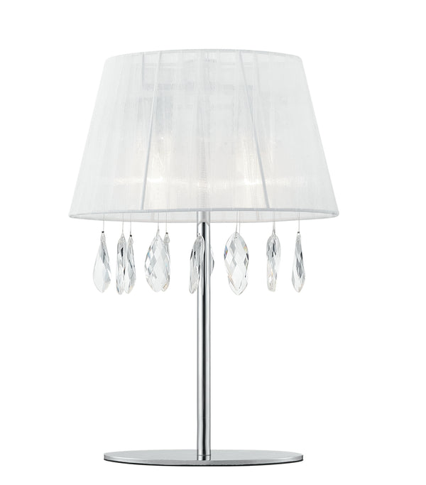 acquista Lume Metal K9 Crystal Drops White Organza Lampenschirm Klassische Tischlampe E14 Environment I-PATTY/L2