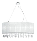 Lampadario a Sospensione Bianco Circolare Gocce Cristalli K9 Organza Classico E247 Ambiente I-PATTY/S6-1