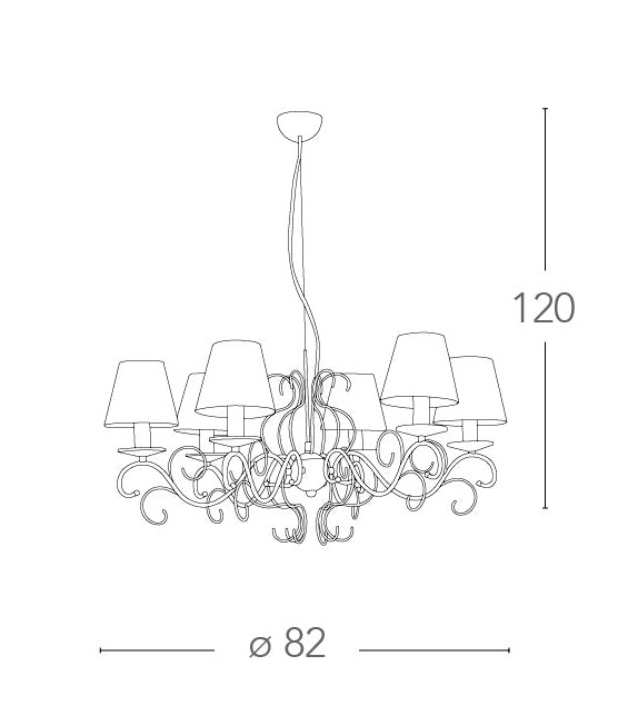 Lampadario a Sospensione Metallo Bianco Cristallo K9 paralumi Tessuto Bianco Classica E14 Ambiente I-PERLA/6-4