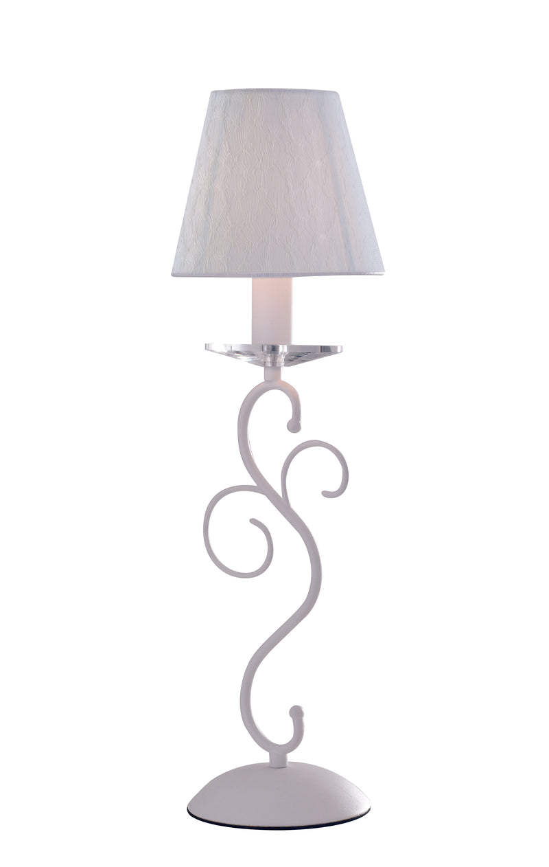 Lampada da Tavolo Cristallo K9 Metallo Bianco paralume Tessuto Bianco Classica E14 Ambiente I-PERLA/L1-1