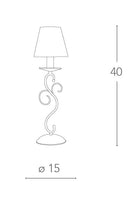 Lampada da Tavolo Cristallo K9 Metallo Bianco paralume Tessuto Bianco Classica E14 Ambiente I-PERLA/L1-2