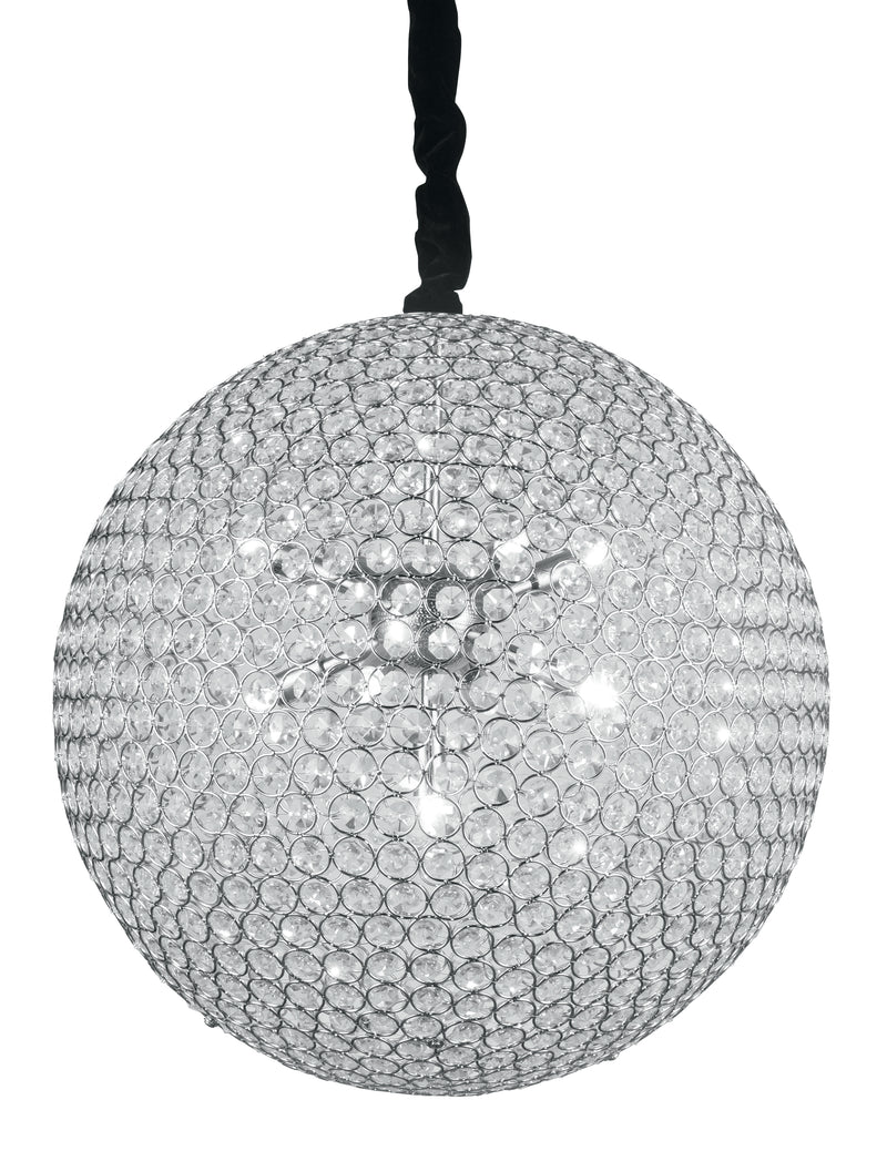 Lampadario Sospeso Sferico Cristalli K9 Tondi Metallo Cromo Interno G9 Ambiente I-PLANET/S50-1