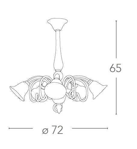 Lampadario Sospeso Bracci Verso il Basso Vetro Champagne Classico E14 Ambiente I-POSEIDON/5-4