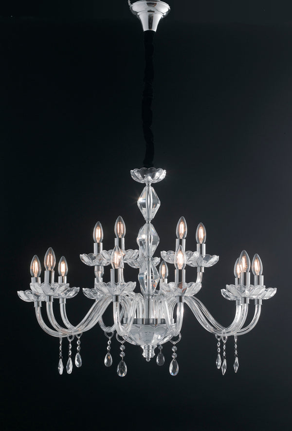 Crystal Suspension Chandelier Chrome Finishes Interior Classic E14 Environment I-RIFLESSO/10+5 sconto