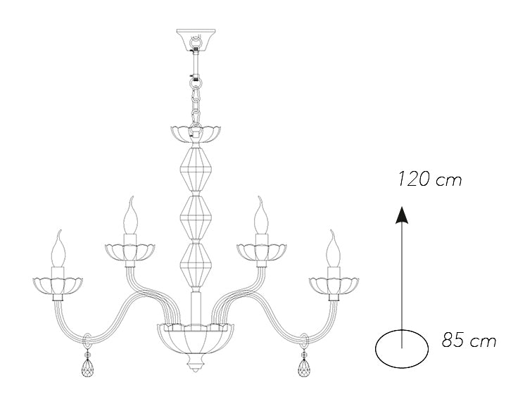 Lampadario a Sospensione Cristallo Finiture Cromate Interno Classico E14 Ambiente I-RIFLESSO/10+5-4