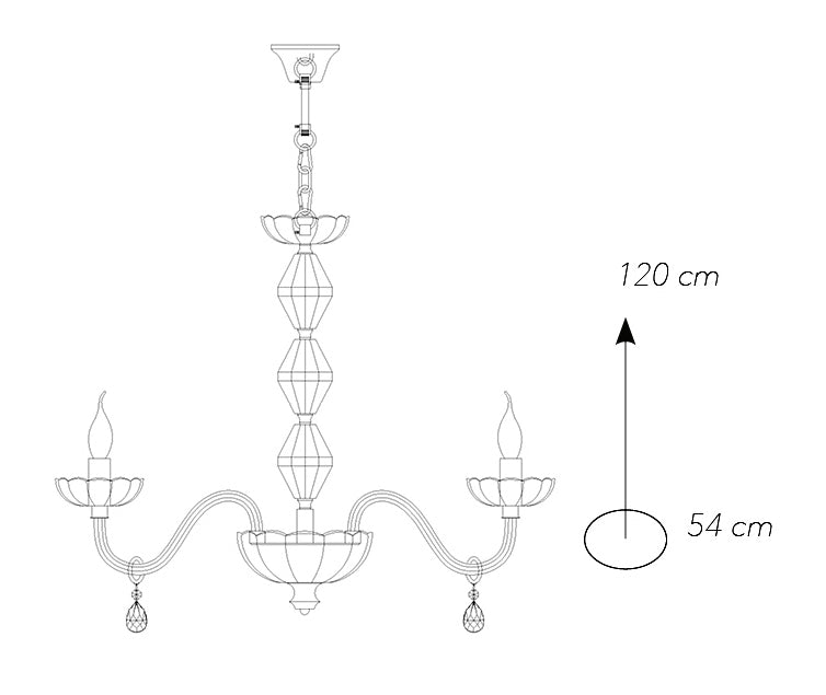 Lampadario Gocce Trasparenti Cristallo Finiture Oro Classico E14 Ambiente I-RIFLESSO/8-4