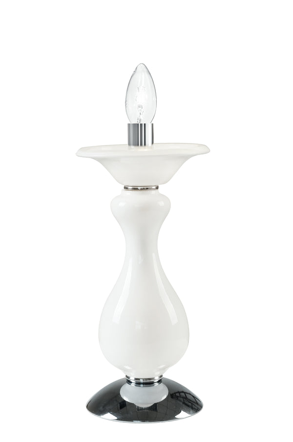 sconto Lume White Glass Paste Chrome Finishes Klassische Tischlampe E14 Ambient I-SOFFIO/LUME