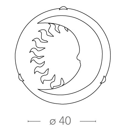 Plafoniera Tonda Lampada Cameretta Disegno Sole Luna Vetro Bianco E27 Ambiente I-SOLE/PL40-3