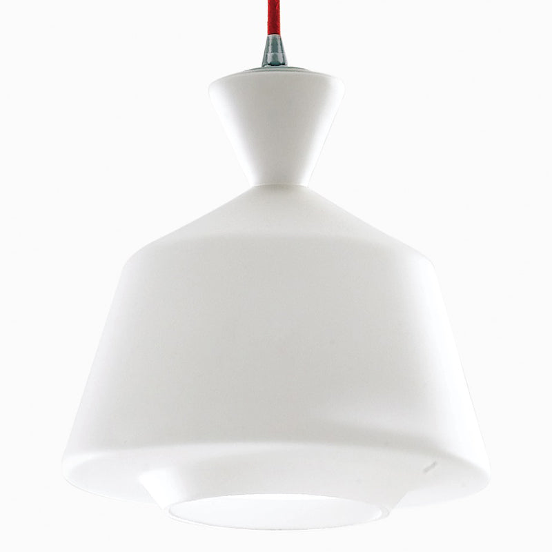 Sospensione Cavo Rosso paralume Moderno Vetro Opale Interni Lampadario E27 Ambiente I-SUGAR-B-3