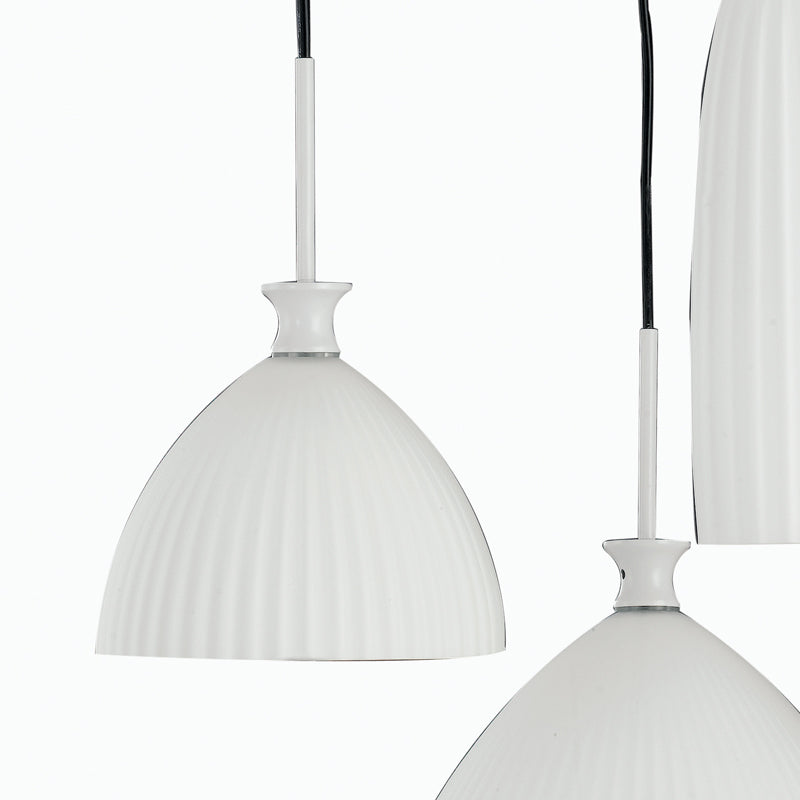 Sospensione 3 Luci Metallo paralumi Diversi Vetro in Pasta Bianca Lampadario Moderno E14 Ambiente I-SWING-SP-3-3