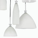 Lampadario 6 Sospensioni Bianco paralumi Diversi Vetro in Pasta struttura Metalllo Moderno E14 Ambiente I-SWING-SP-6-3