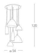 Lampadario 6 Sospensioni Bianco paralumi Diversi Vetro in Pasta struttura Metalllo Moderno E14 Ambiente I-SWING-SP-6-4